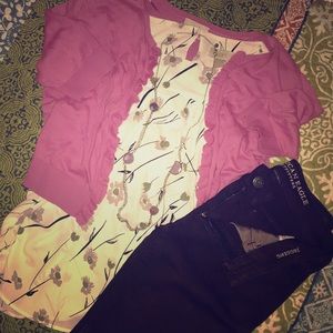 FINAL OFFER - Cute Loft Pink Ruffle Cardigan!